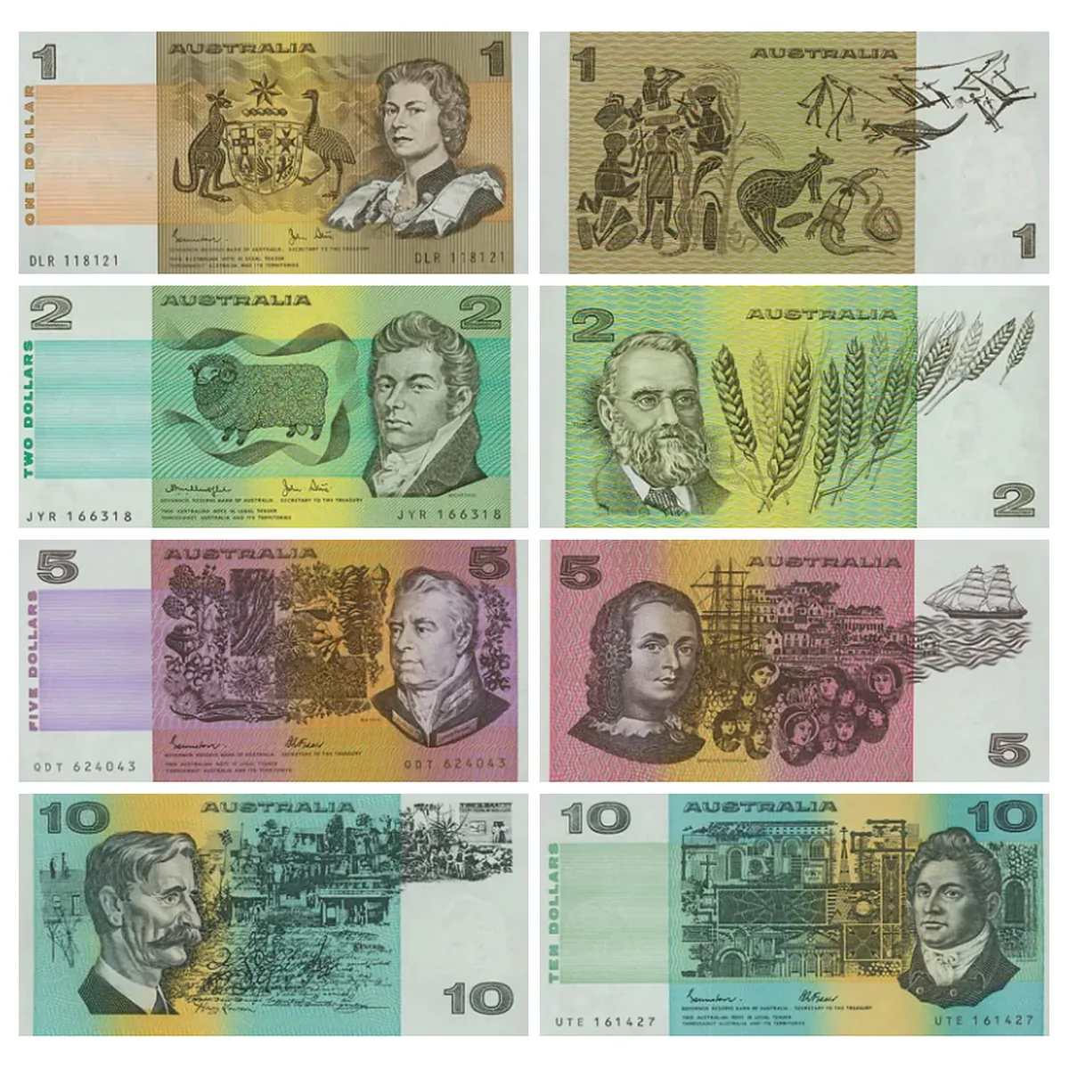 Wycofane 1, 2, 5, 10 Dolarów seria 1966 - awers