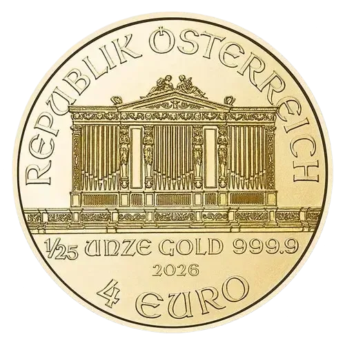 Wiedeński Filharmonik 1/25 uncji złota awers