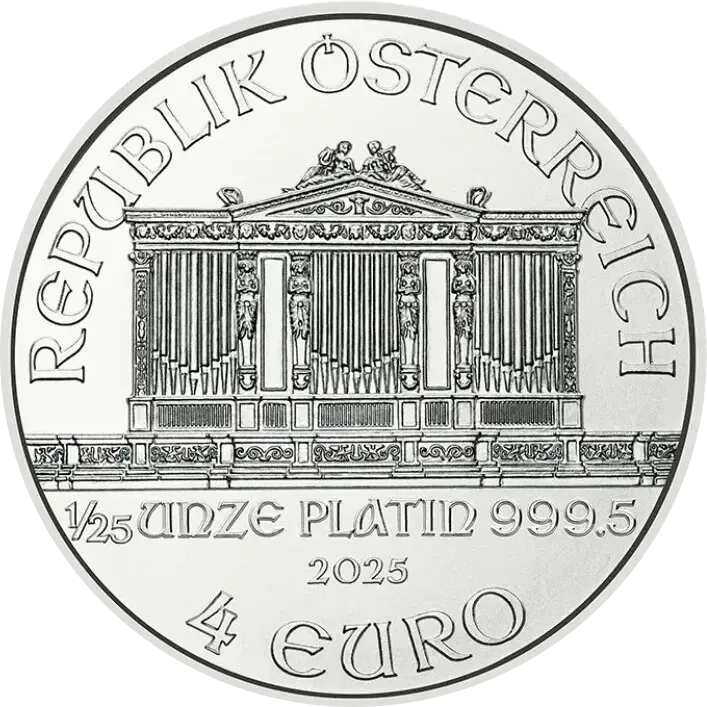 Wiedeński Filharmonik 1/25 uncji platyny awers