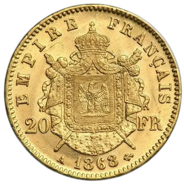 Złote 20 franków — Napoleon III  rewers