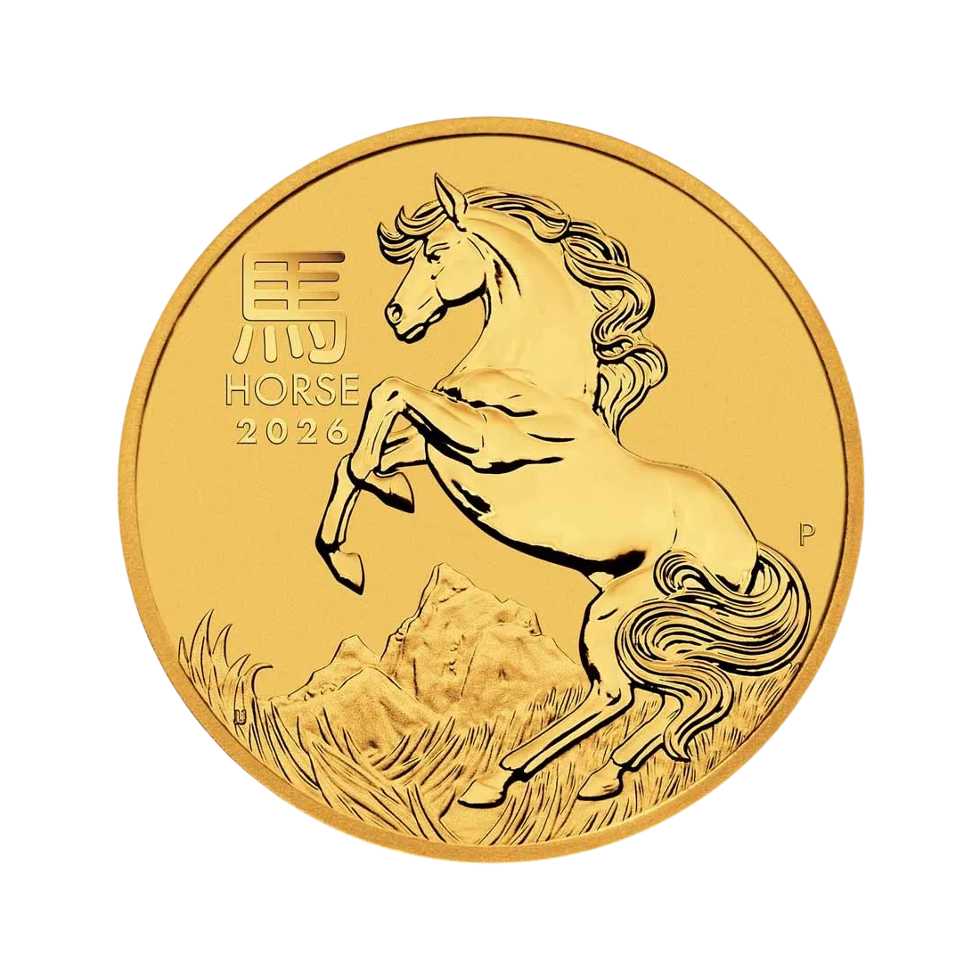 Złota moneta Australijski Lunar Rok Konia 2026 1 oz Seria Perth Mint z chińskiego kalendarza księżycowego - co rok inne zwierzę, ta sama próba 999,9. Rok Konia 2026, 1 oz czystego złota.