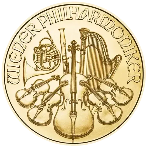 Złota moneta Wiedeński Filharmonik 1/25 oz