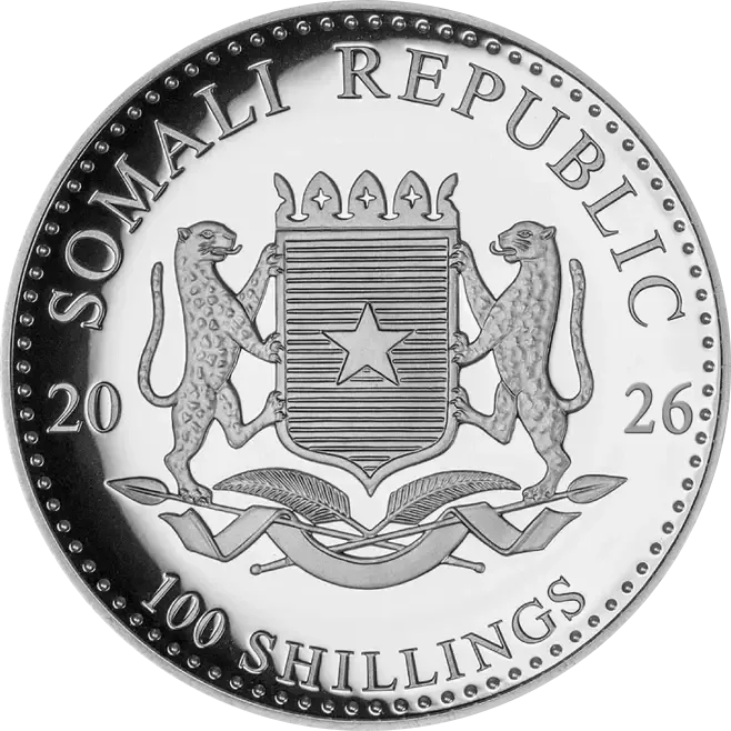 Srebrna moneta Somalijski Słoń 1 oz rewers