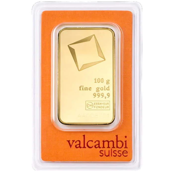 Złota sztabka Valcambi Suisse 100 g |