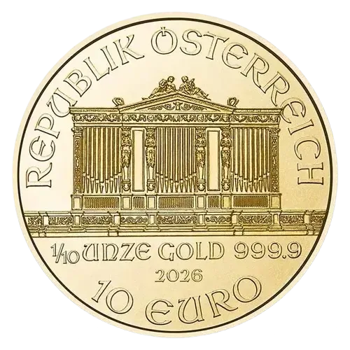 Wiedeński Filharmonik 1/10 uncji złota awers